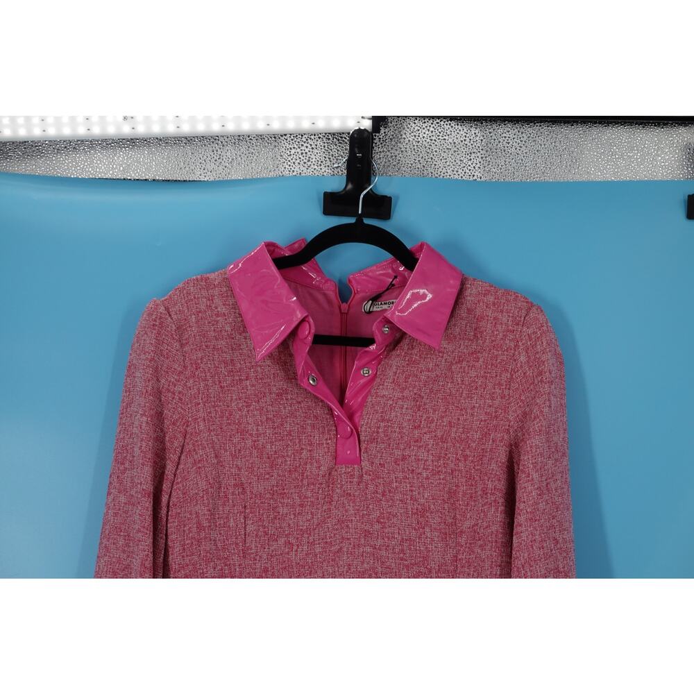 Glamorous Size 8 Pink Dress with Pleather Collar - Picture 2 of 8